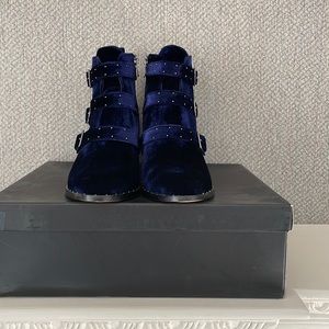 Blue Velvet Boots